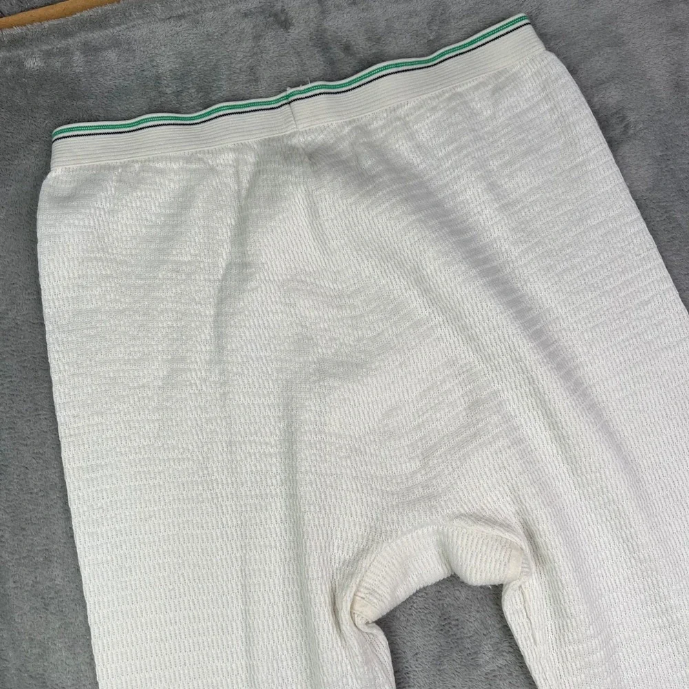 Hanes Thermal Long Johns Mens Large White Solid Waffle Knit Base Layer Pants VTG